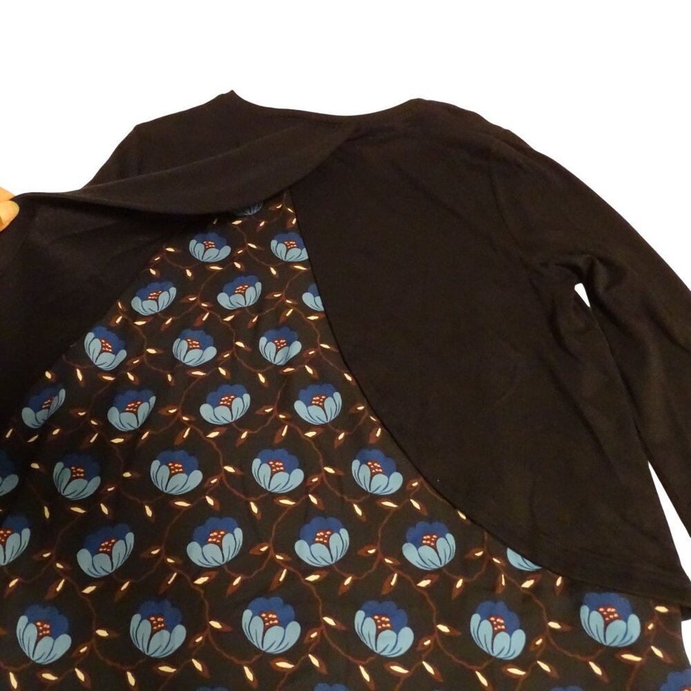 Ann Taylor Loft Women Blue Layered-Look Floral Long Sleeve Knit Top Size L - Picture 6 of 12